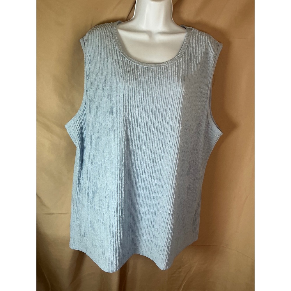 COOFANDY Tank Top Mens XXL Light Blue Excellent Plisse Crinkle Crew Neck Relaxed